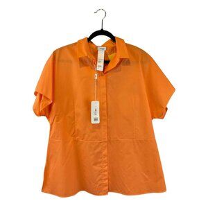 AKRIS Short Sleeve BUTTON DOWN Women's Women Tangerine Blouse Size 16